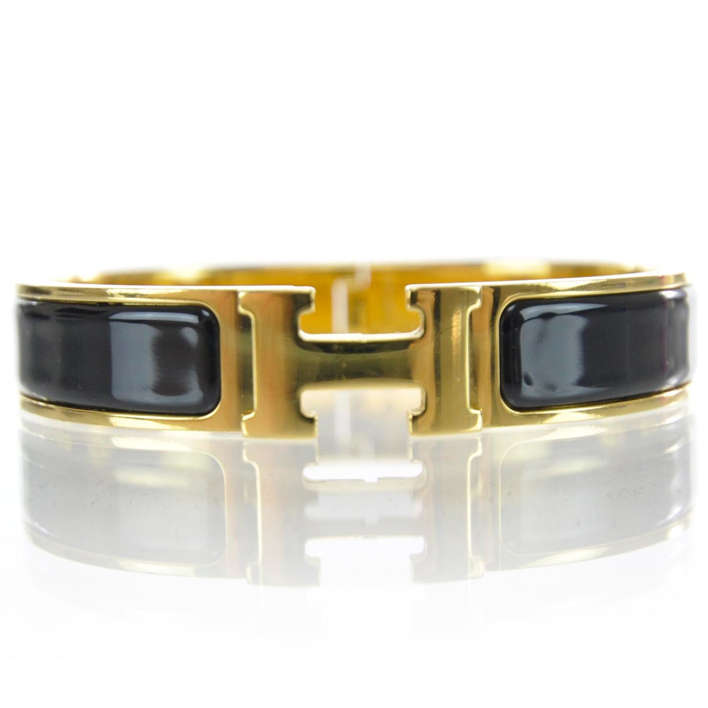 Enamel Narrow Clic Clac H Bracelet Black Gold