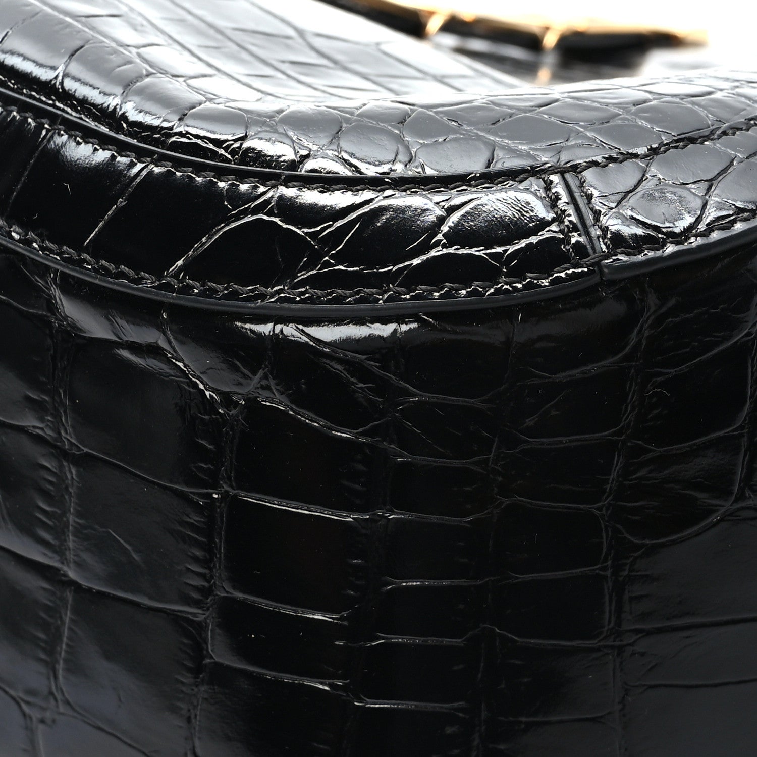 Versace Calfskin Crocodile Embossed Greca Goddess Tote Bag Black 8 of 10