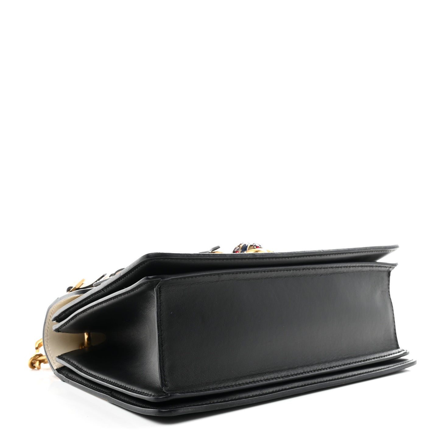 Calfskin Sylvie Web Small Queen Margaret Top Handle Bag Black White