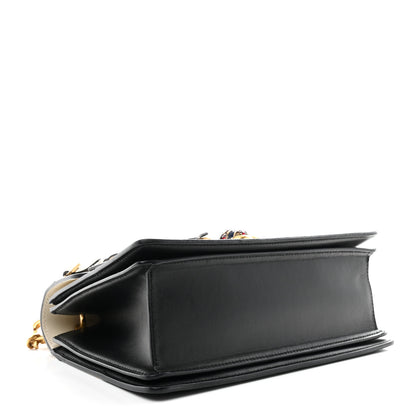 Gucci Calfskin Sylvie Web Small Queen Margaret Top Handle Bag Black White 4 of 10