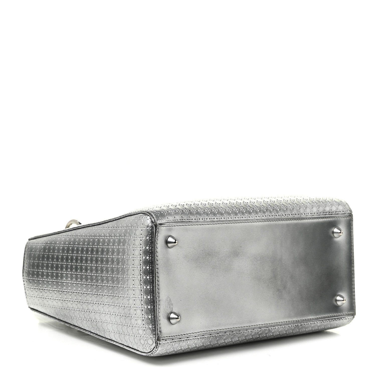 Christian Dior Metallic Patent Micro-Cannage Medium Lady Dior Silver 4 of 20
