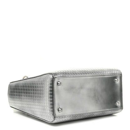 Christian Dior Metallic Patent Micro-Cannage Medium Lady Dior Silver 4 of 20