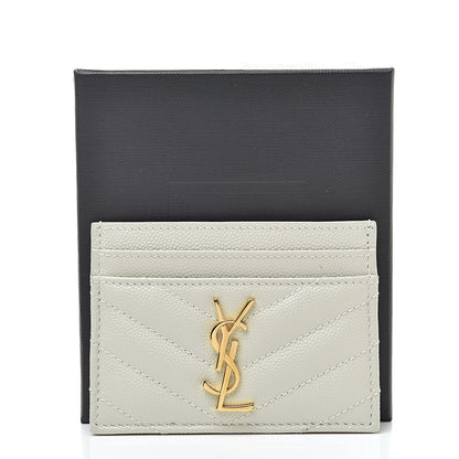 Saint Laurent Grain De Poudre Matelasse Chevron Card Case Crema Soft 10 of 10