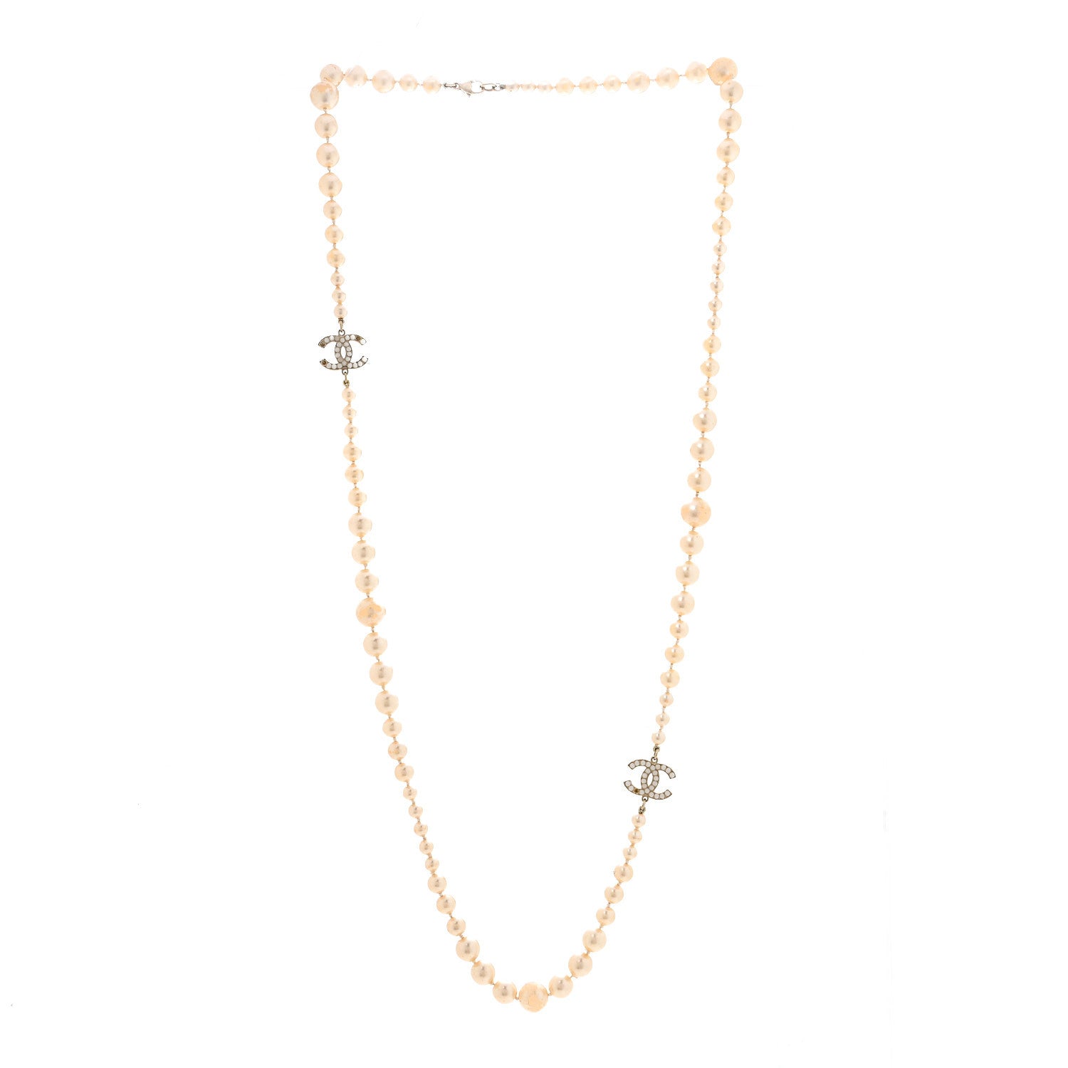 Chanel Pearl Multistrand CC Long Necklace Pearly White 3 of 8