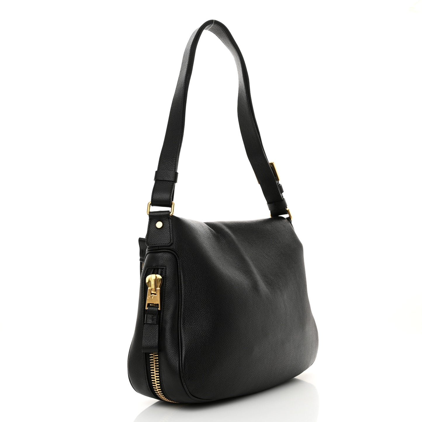 Grained Calfskin Large Jennifer Crossbody Bag Black