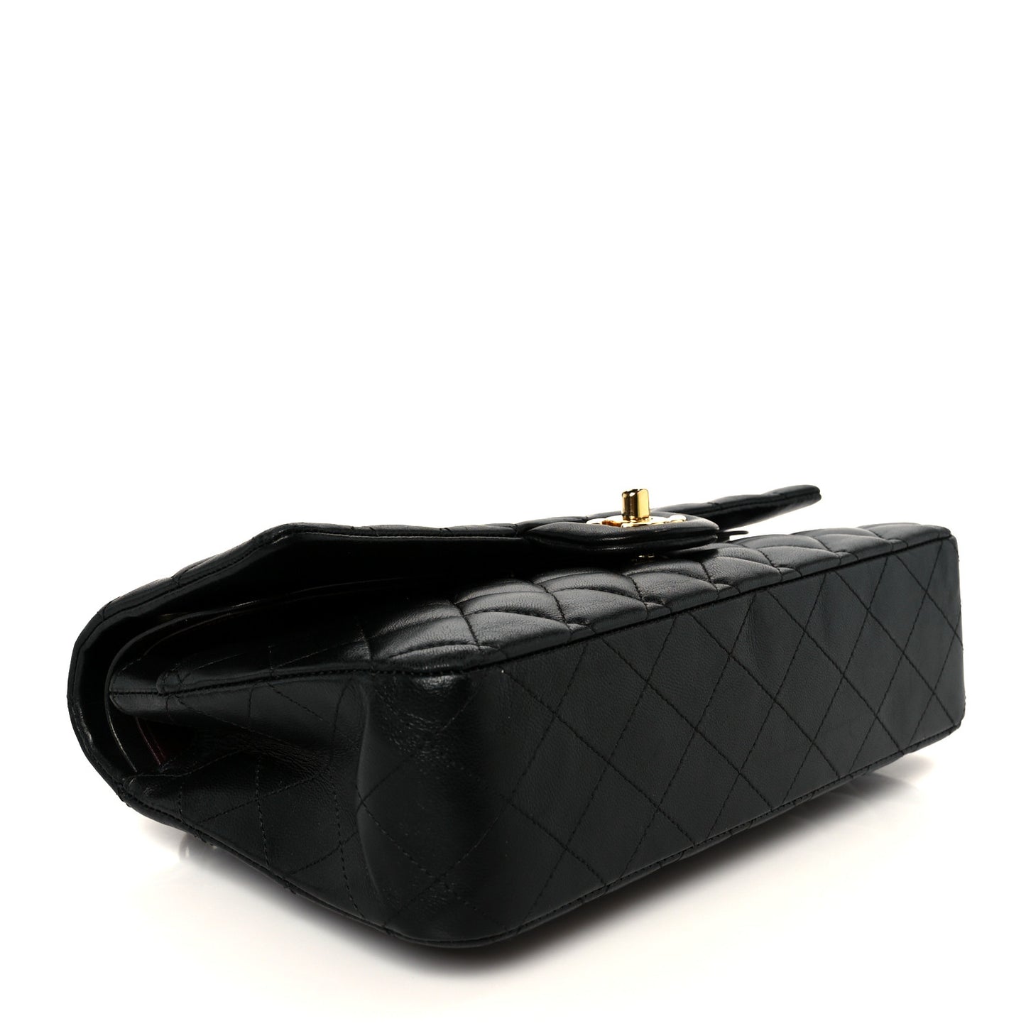 Lambskin Quilted Medium Double Flap Black