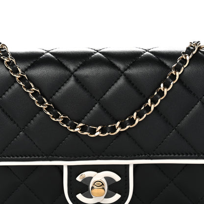 Chanel Lambskin Quilted Resin CC Mini Flap Bag Black White 9 of 11