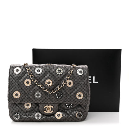 Chanel Perforated Metallic Lambskin Small CC Medals Flap Dark Silver 12 of 12