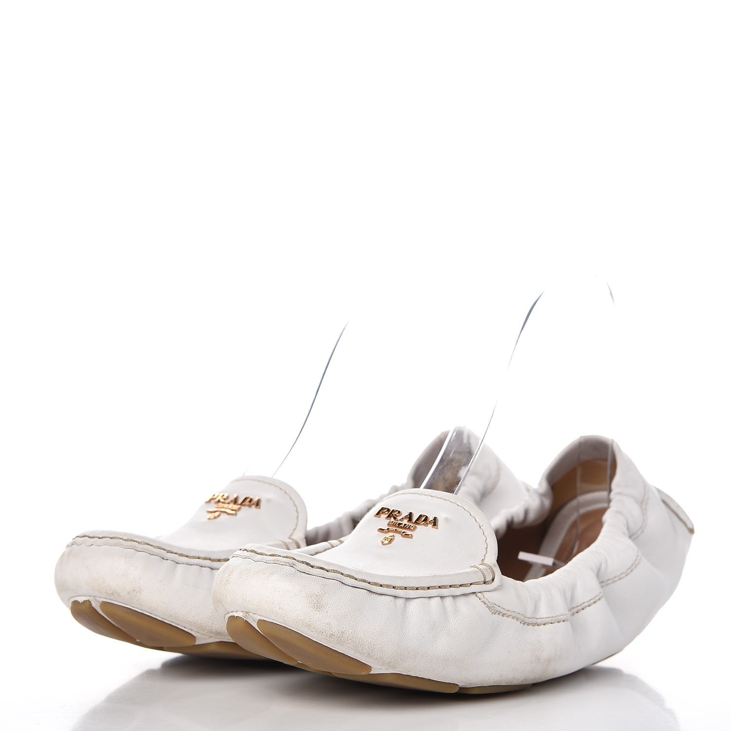 Prada Vitello Daino Logo Loafers 40 Talco 3 of 14