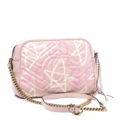 Gucci Calfskin Matelasse GucciGhost Medium GG Marmont Chain Shoulder Bag Perfect Pink Rosa Ivory 2 of 11