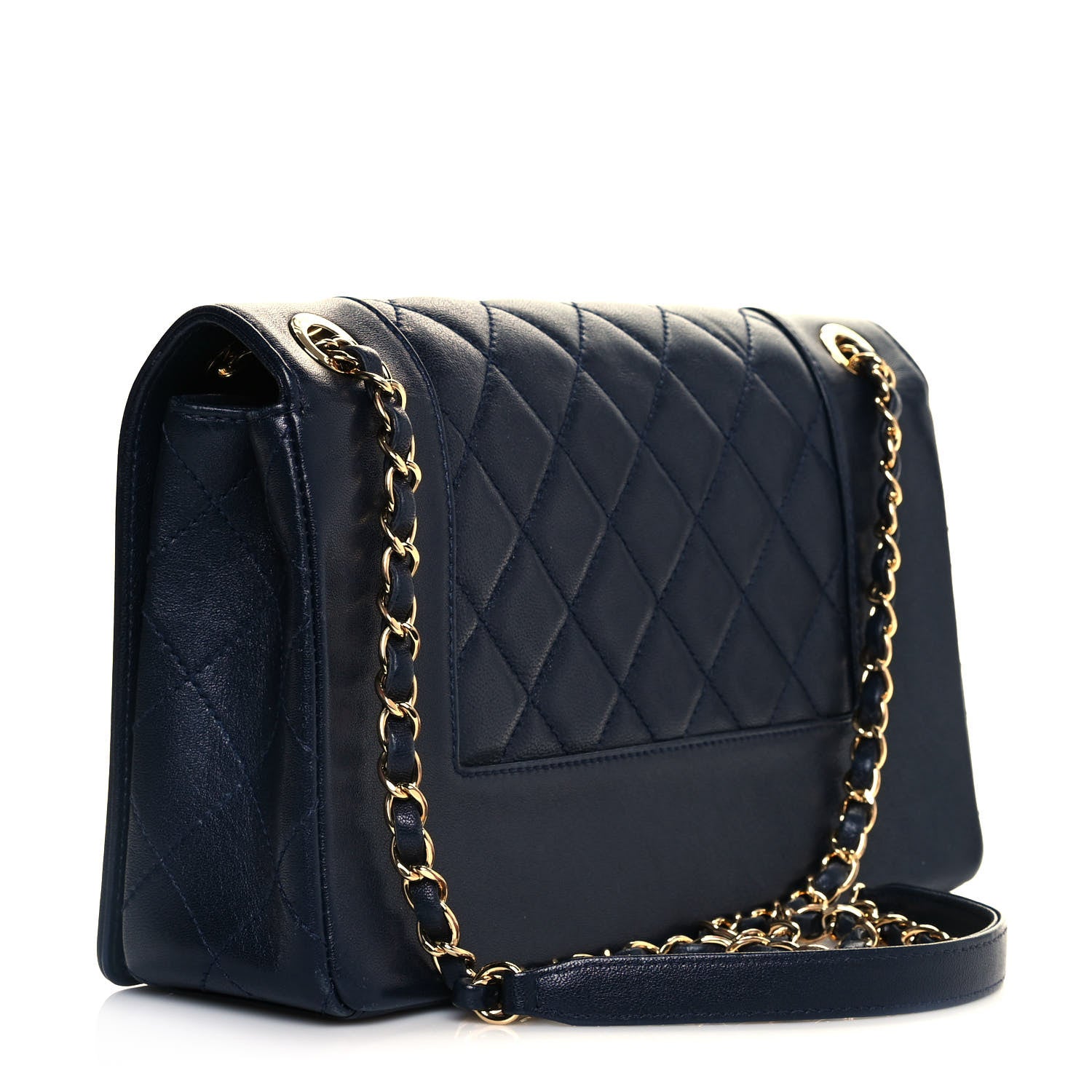 Chanel Sheepskin Quilted Vintage Mademoiselle Flap Navy 3 of 14