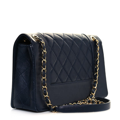 Chanel Sheepskin Quilted Vintage Mademoiselle Flap Navy 3 of 14