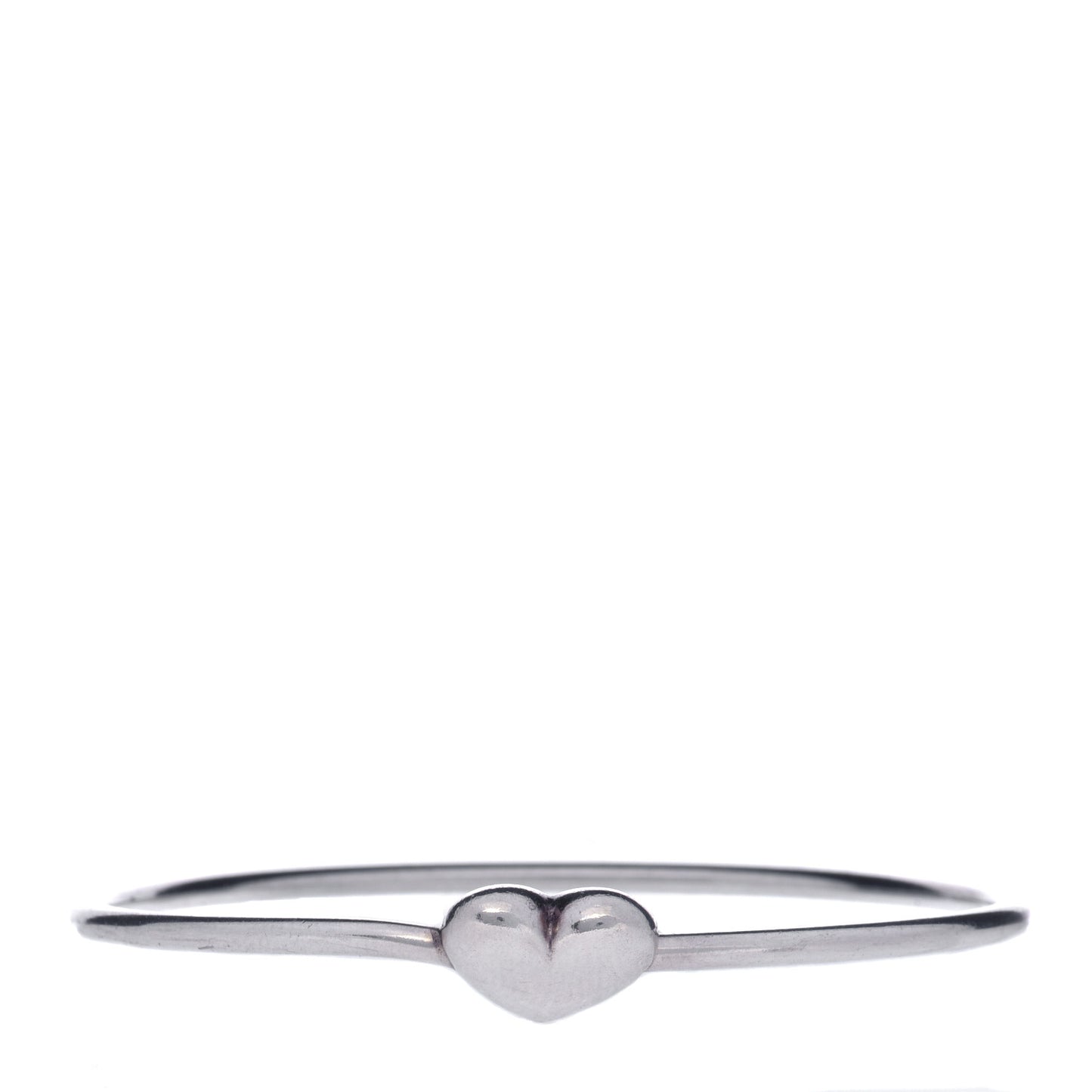 Sterling Silver Puffy Heart Bangle Bracelet