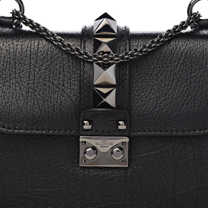 Valentino Garavani Pebbled Calfskin Small Glam Lock Rockstud Flap Black 10 of 11