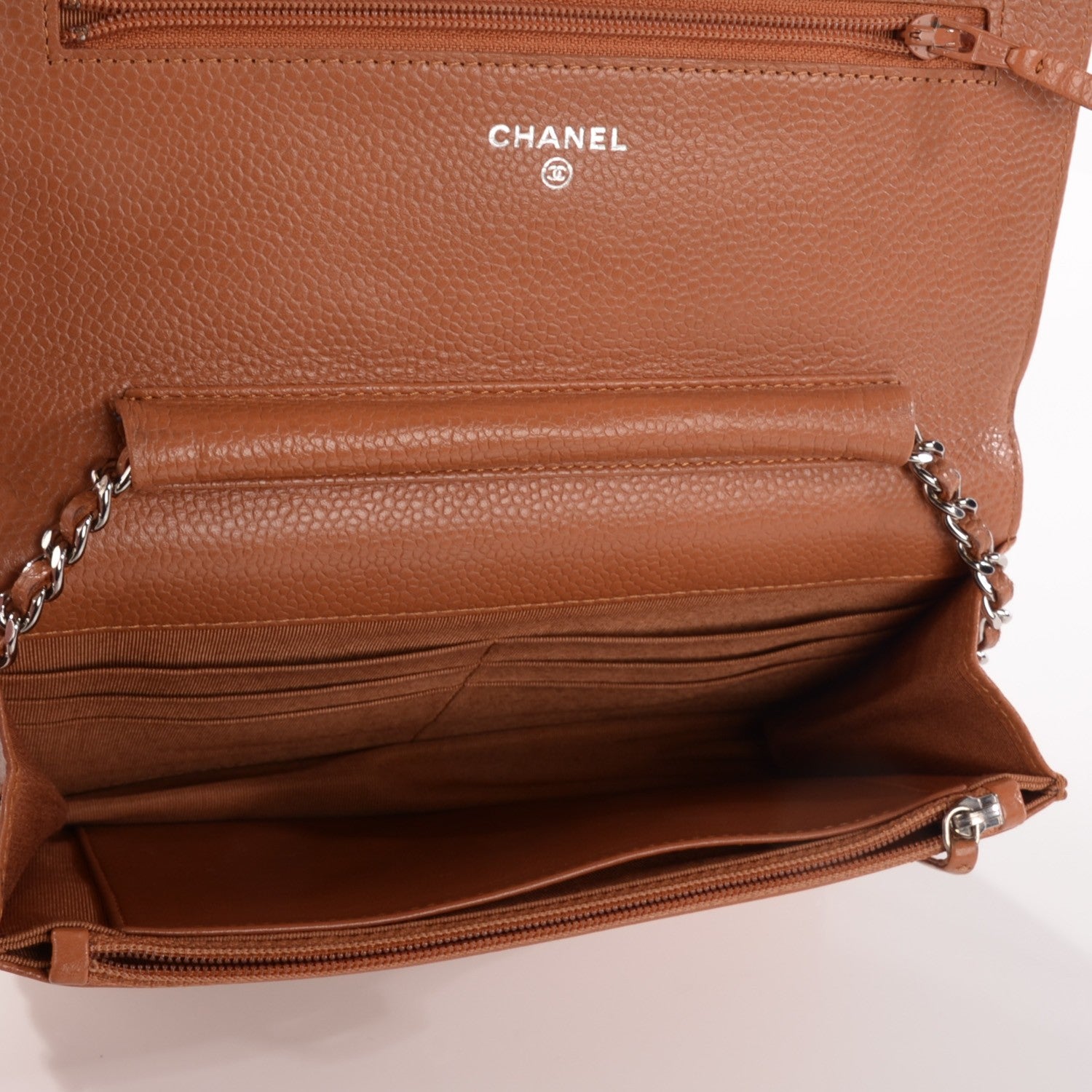 Chanel Caviar Quilted Wallet On Chain WOC Light Brown 8 of 8