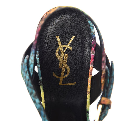 Saint Laurent Python Calfskin Embossed Africa Tie Dye Tribute 105 Platform Sandals 37 Multicolor 7 of 9