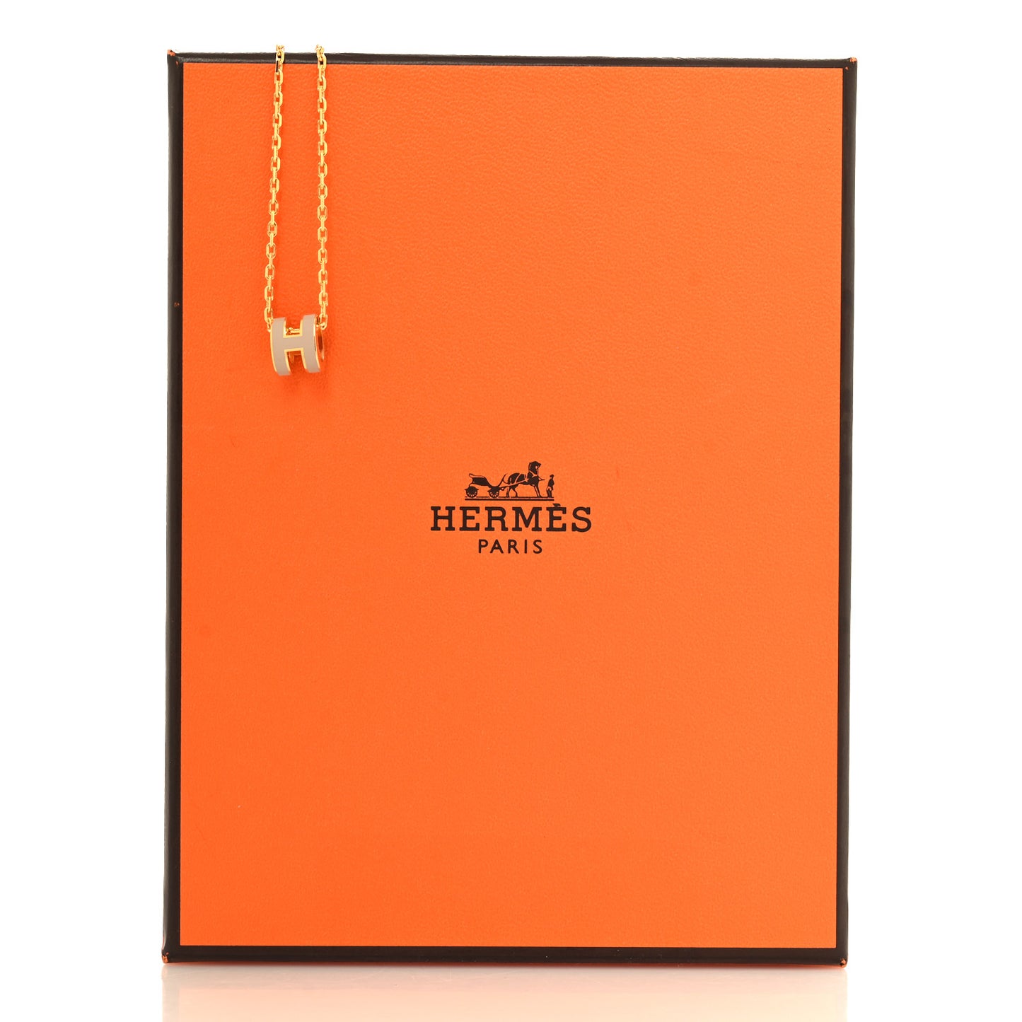 Lacquered Gold Mini Pop H Pendant Necklace Marron Glace