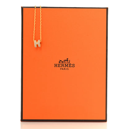 Hermes Lacquered Gold Mini Pop H Pendant Necklace Marron Glace 6 of 6