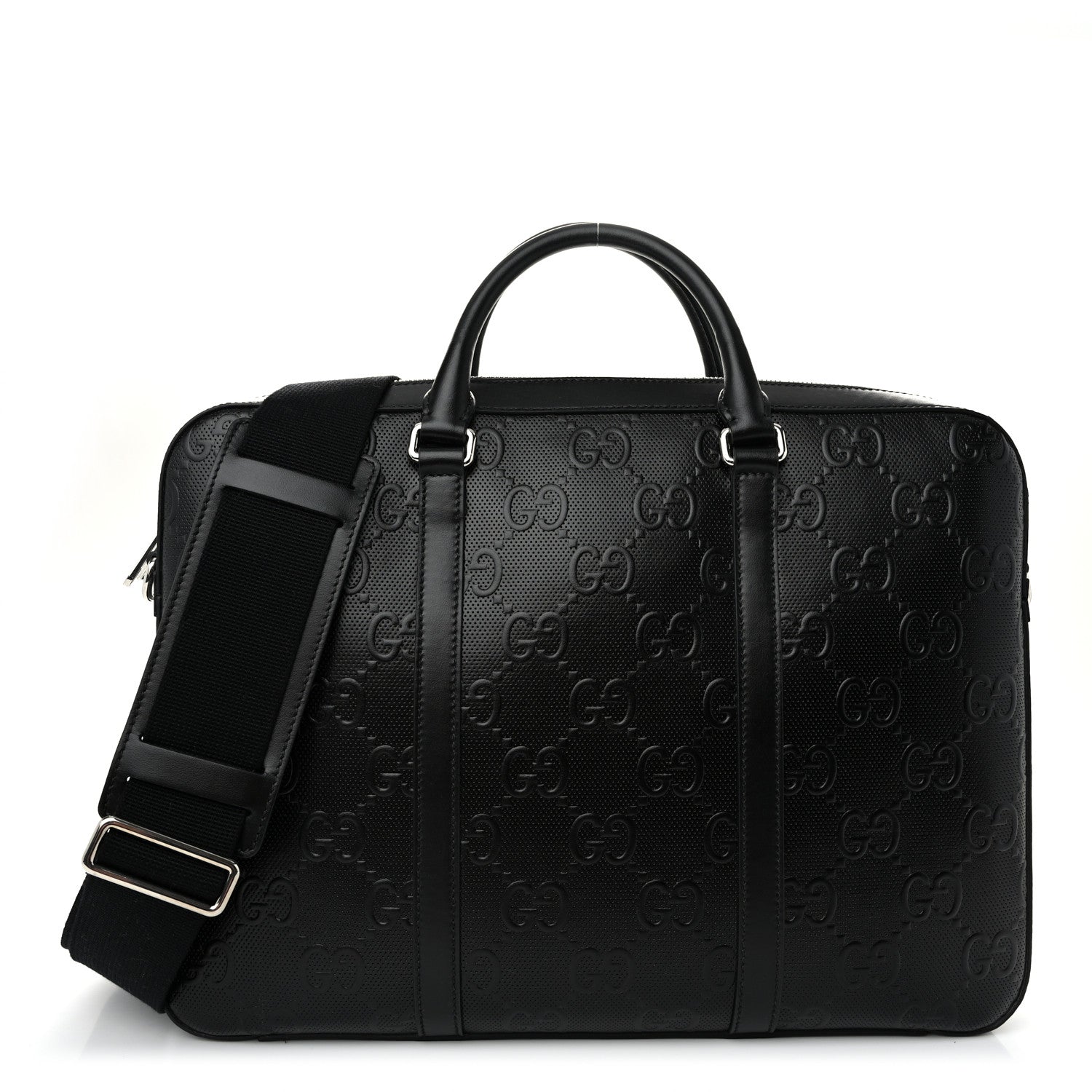 Gucci Calfskin GG Tennis Embossed Briefcase Black 1 of 10