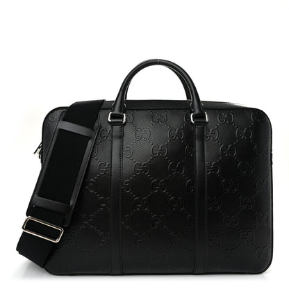 Gucci Calfskin GG Tennis Embossed Briefcase Black 1 of 10