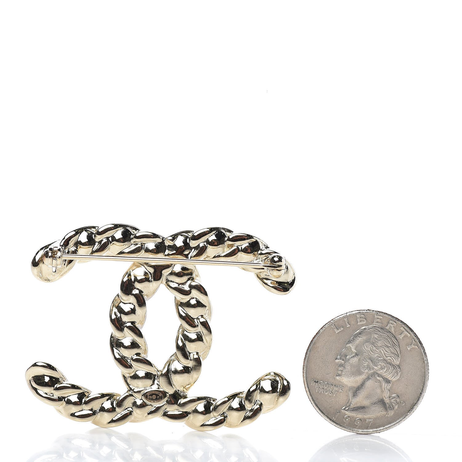 Chanel Crystal Pearls Coronation CC Brooch Gold 3 of 5