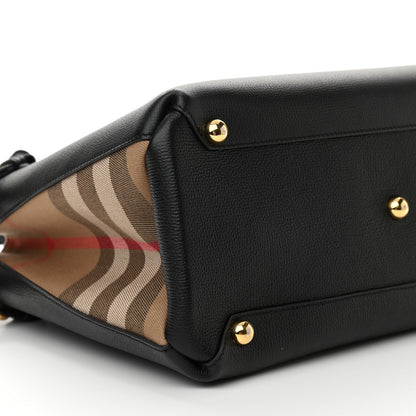 Burberry Derby Calfskin House Check Medium Banner Tote Black 8 of 9
