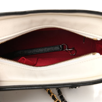 Chanel Aged Calfskin Quilted Small Gabrielle Hobo Black White 5 of 11