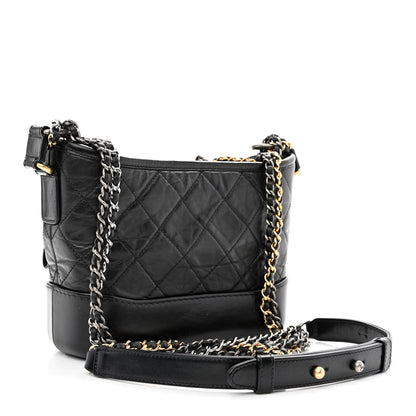 Chanel Aged Calfskin Quilted Small Gabrielle Hobo Black 3 of 10