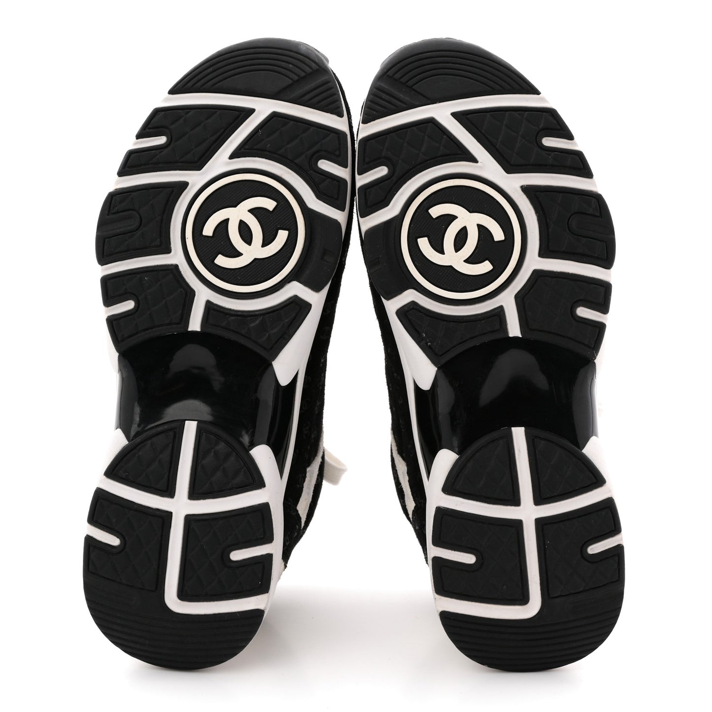 Nylon Suede Calfskin Printed CC Sneakers 36 White Black