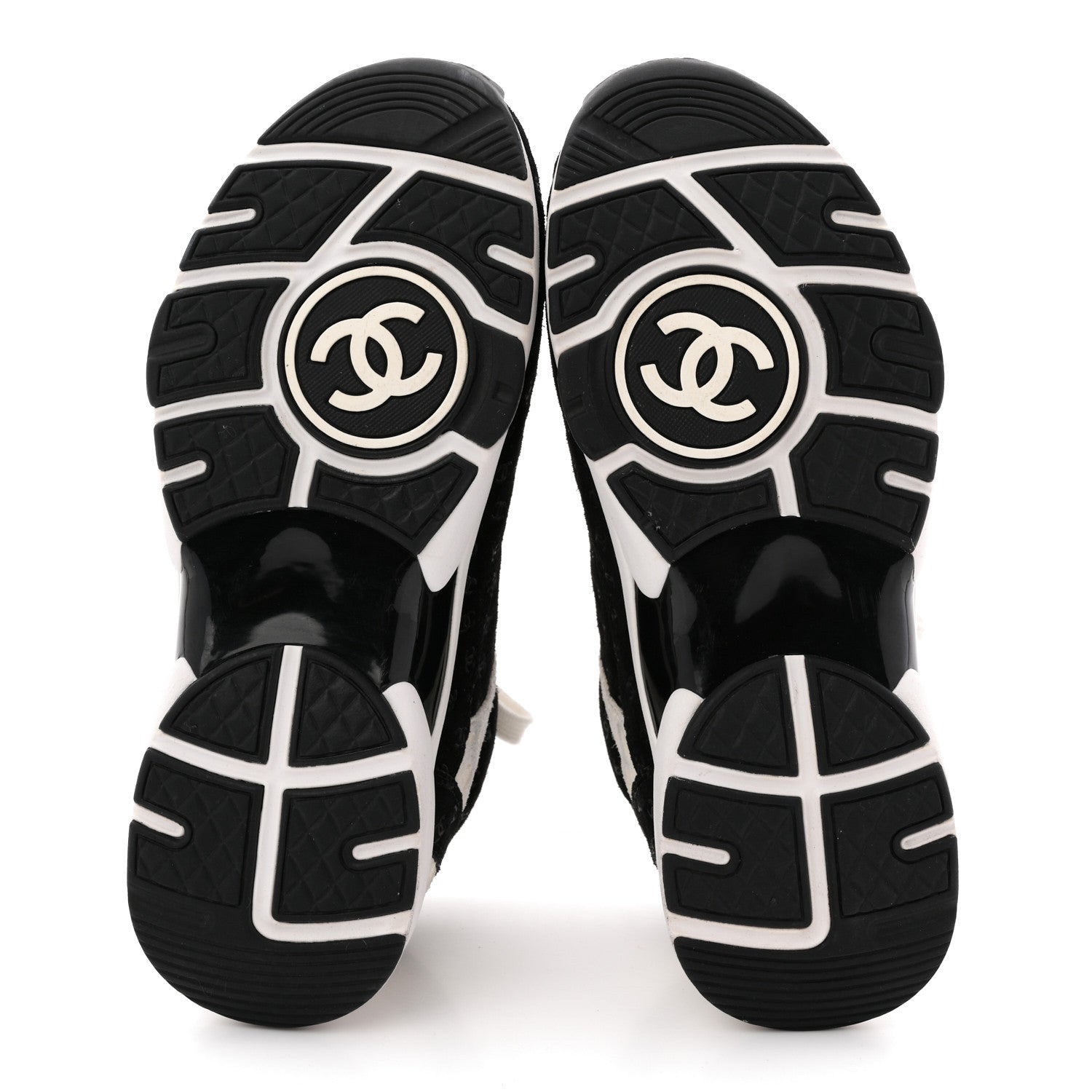 Chanel Nylon Suede Calfskin Printed CC Sneakers 36 White Black 6 of 8