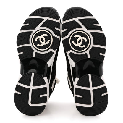 Chanel Nylon Suede Calfskin Printed CC Sneakers 36 White Black 6 of 8