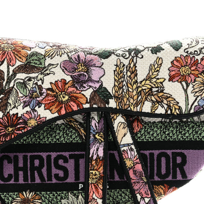 Christian Dior Canvas Embroidered 4 Saisons Été Saddle Bag White Multicolor 8 of 11