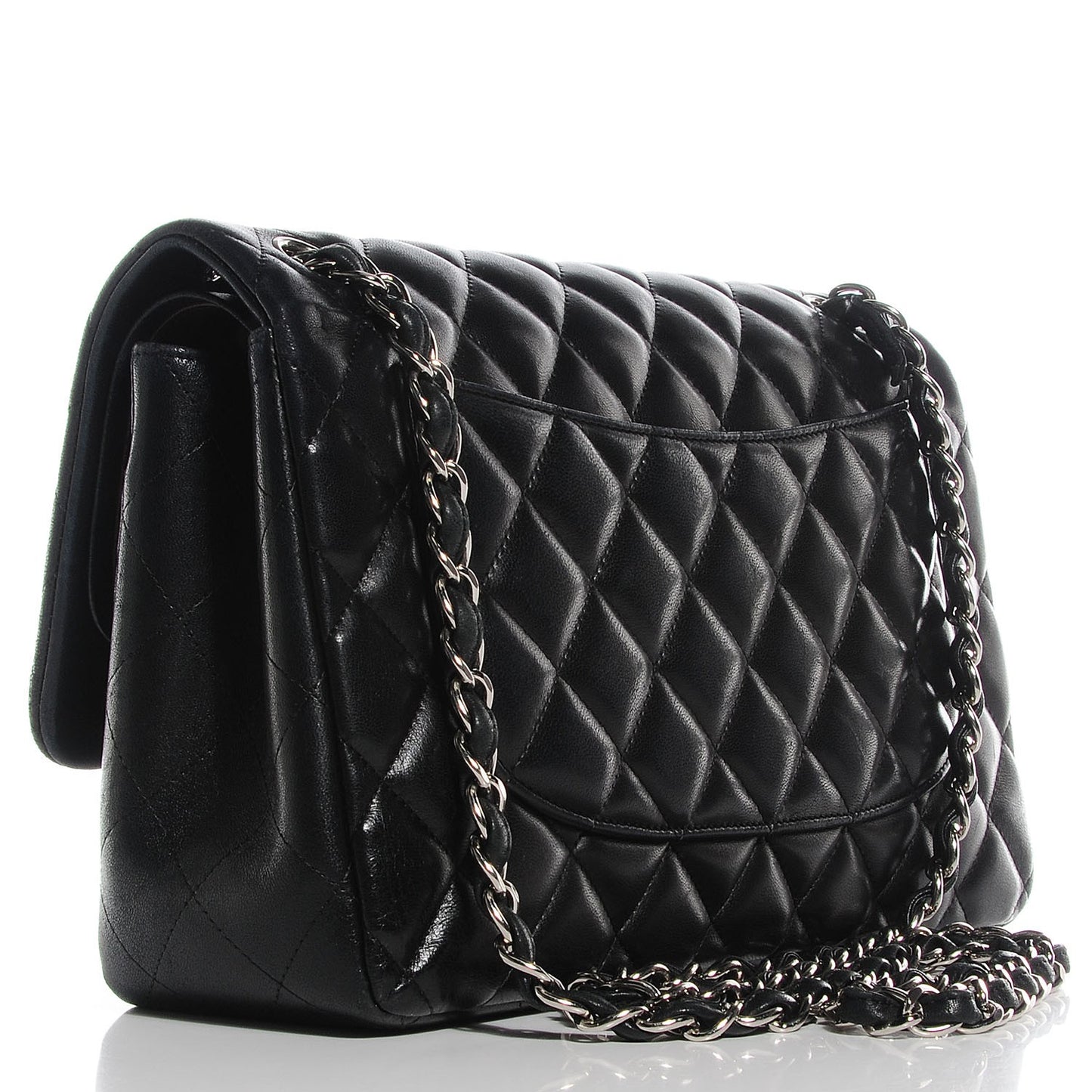 Lambskin Quilted Jumbo Double Flap Black