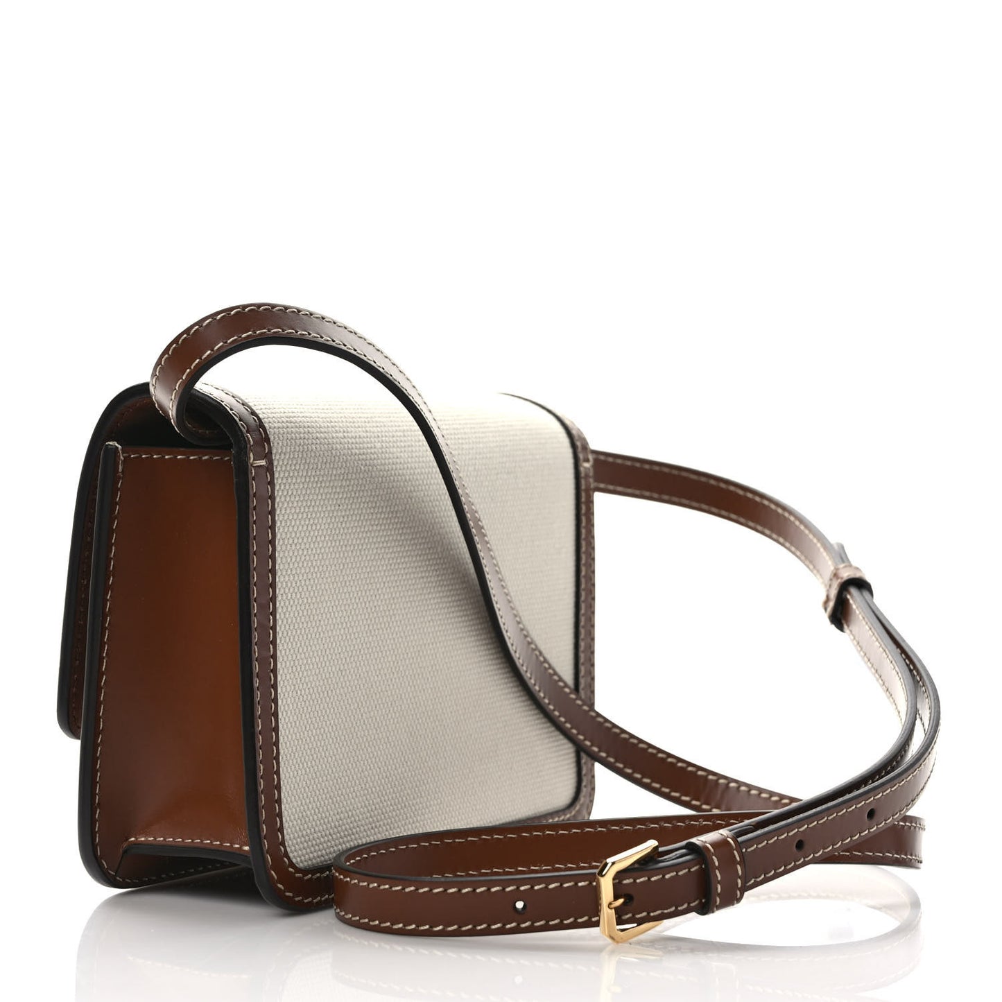 Canvas Calfskin Small TB Bag Natural