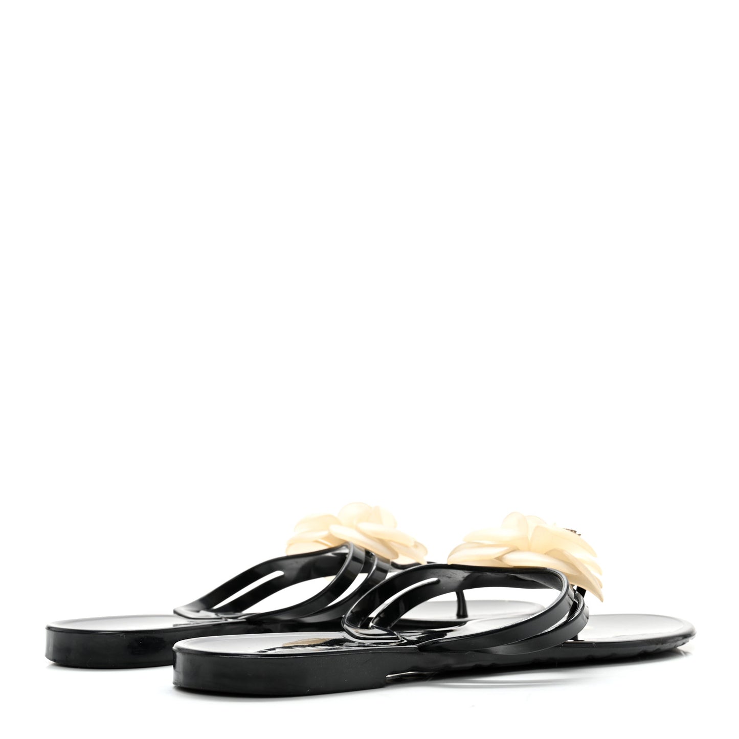 Jelly Camellia Thong Sandals 41 Black Ivory