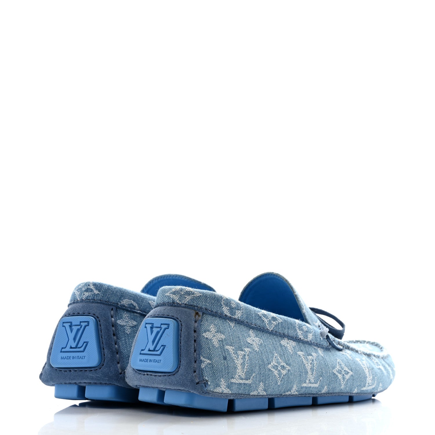 Louis Vuitton Monogram Denim Mens Driver Moccasin Loafers 8 Blue 5 of 10