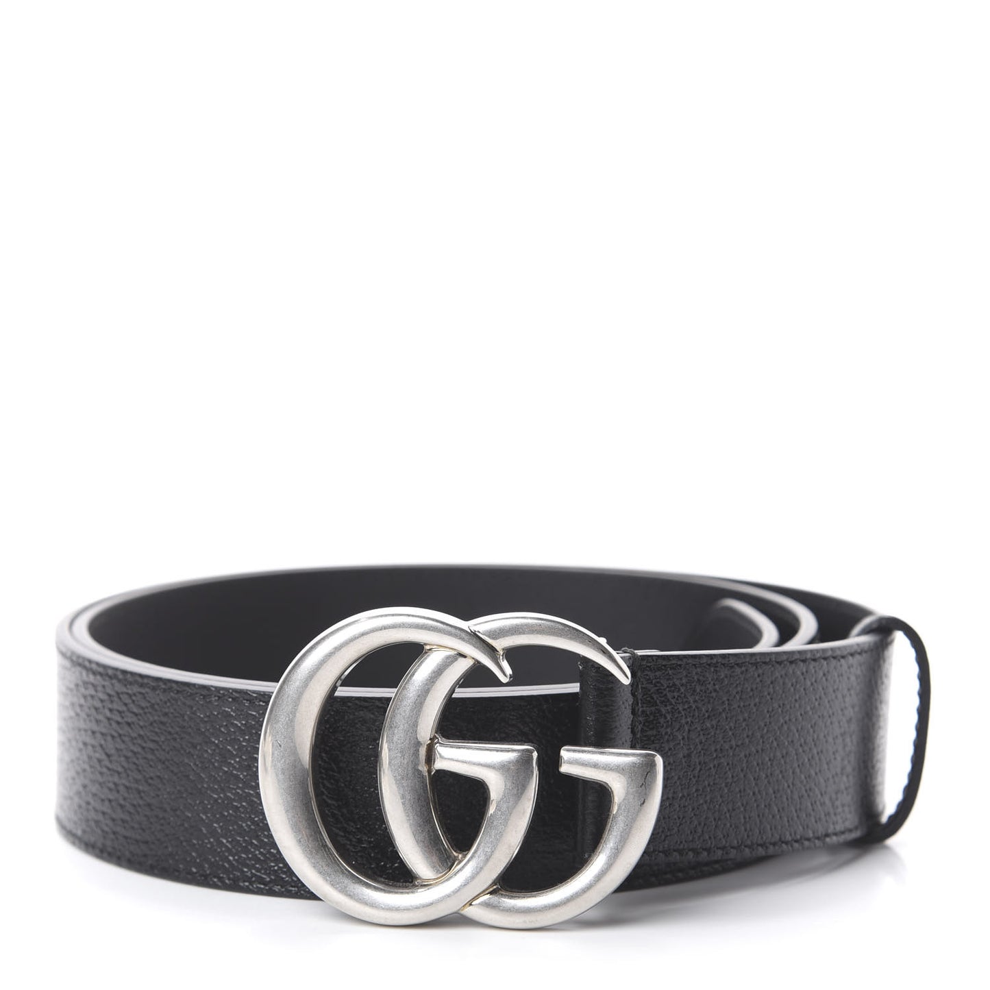 Textured Dollar Calfskin Nickel Double G 40mm Belt 100 40 Black