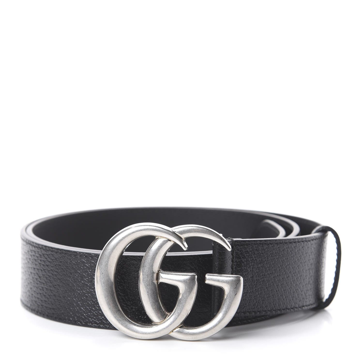 Gucci Textured Dollar Calfskin Nickel Double G 40mm Belt 100 40 Black 1 of 5
