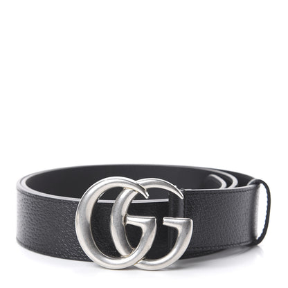 Gucci Textured Dollar Calfskin Nickel Double G 40mm Belt 100 40 Black 1 of 5