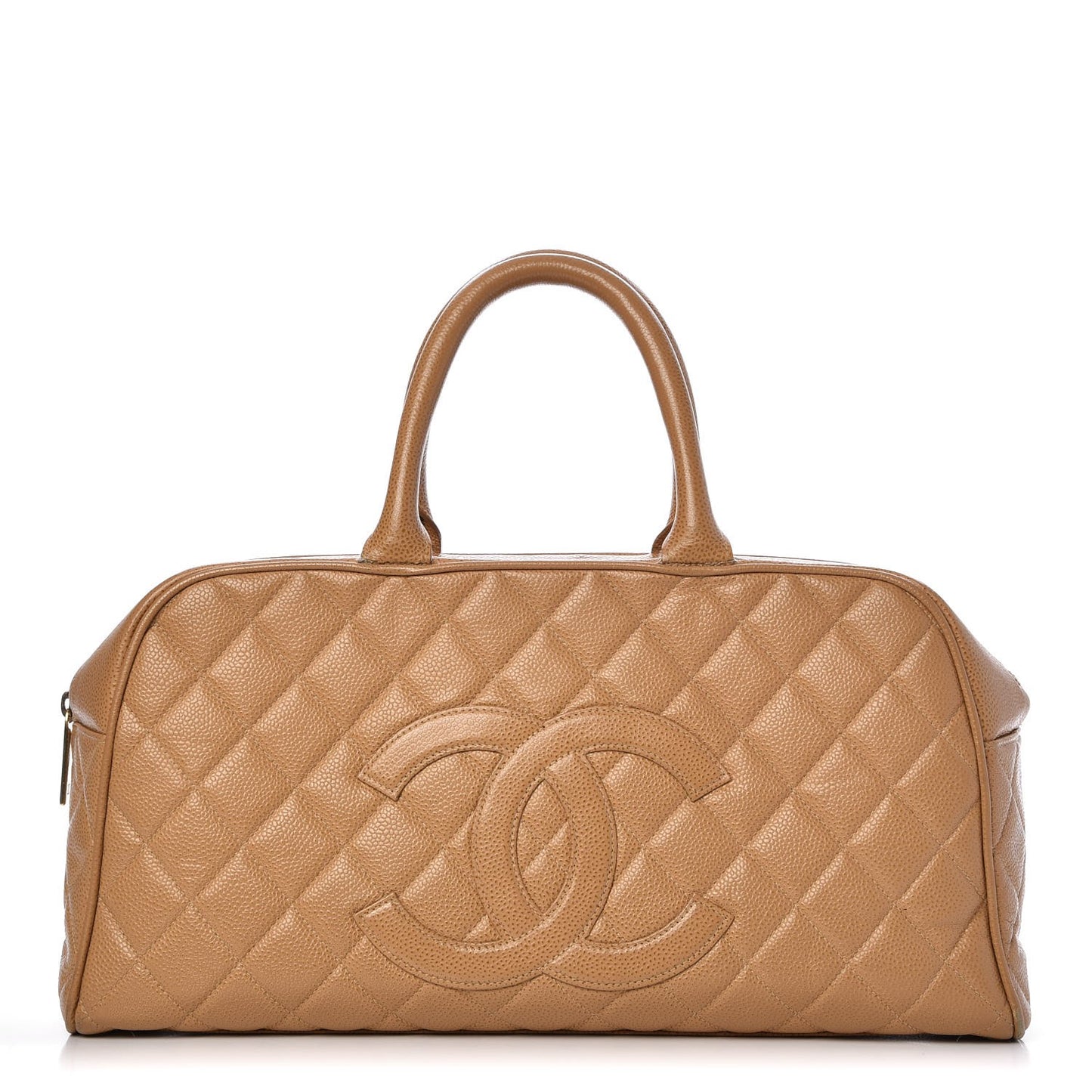 Caviar Quilted Large Bowler Bag Beige