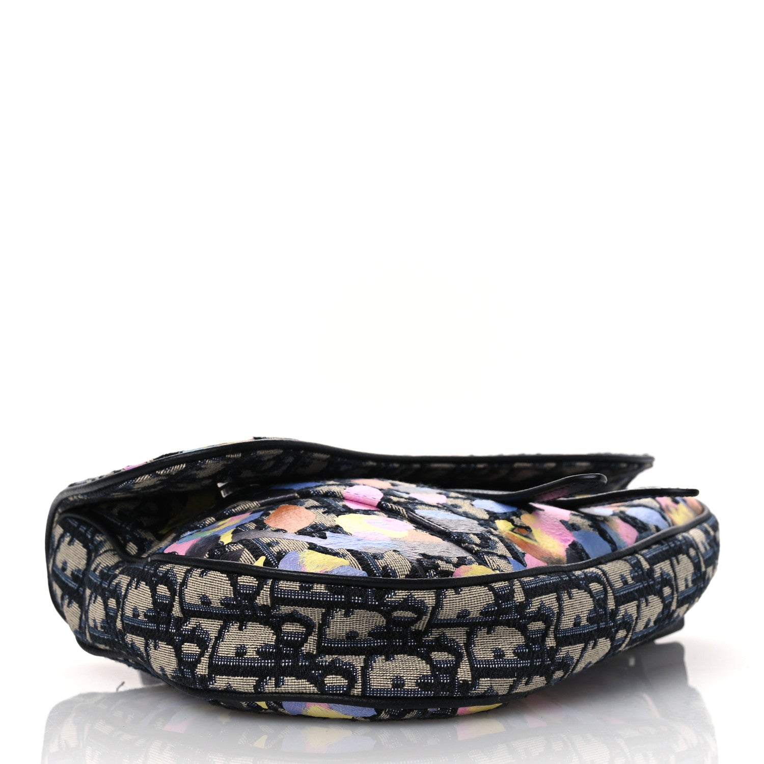Christian Dior X ALEX FOXOTN Oblique Floral Print Mens Saddle Bag Blue Multicolor 4 of 15