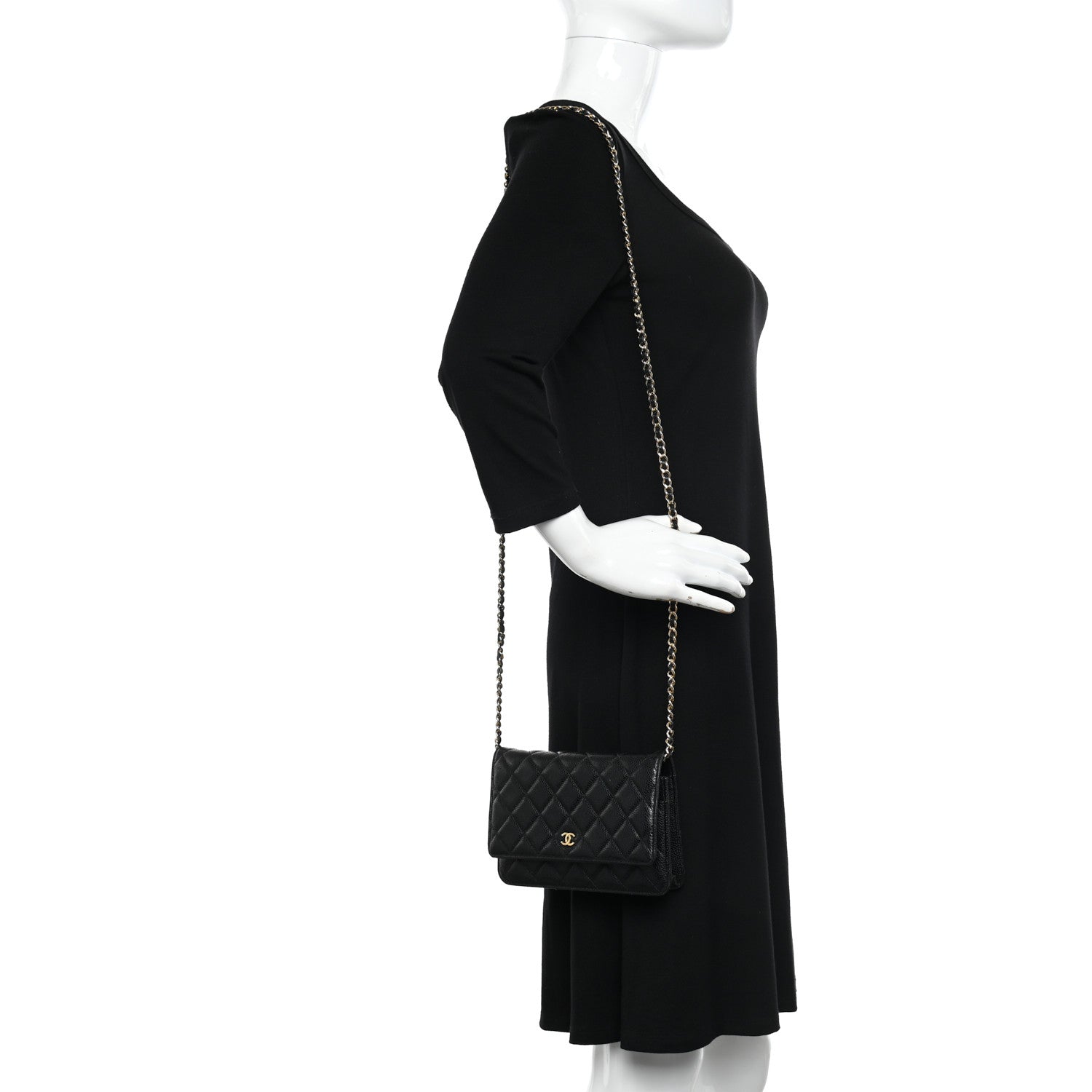 Chanel Caviar Quilted Wallet on Chain WOC Black 2 of 12