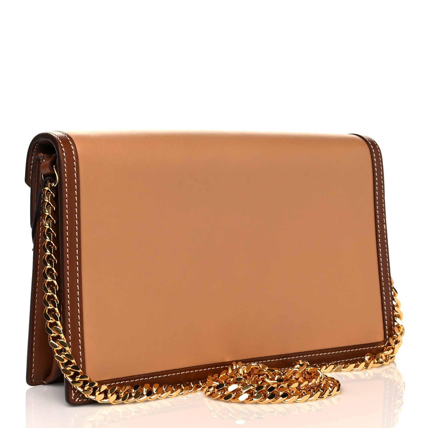 Burberry Calfskin Small TB Envelope Clutch Bag Malt Brown 3 of 9