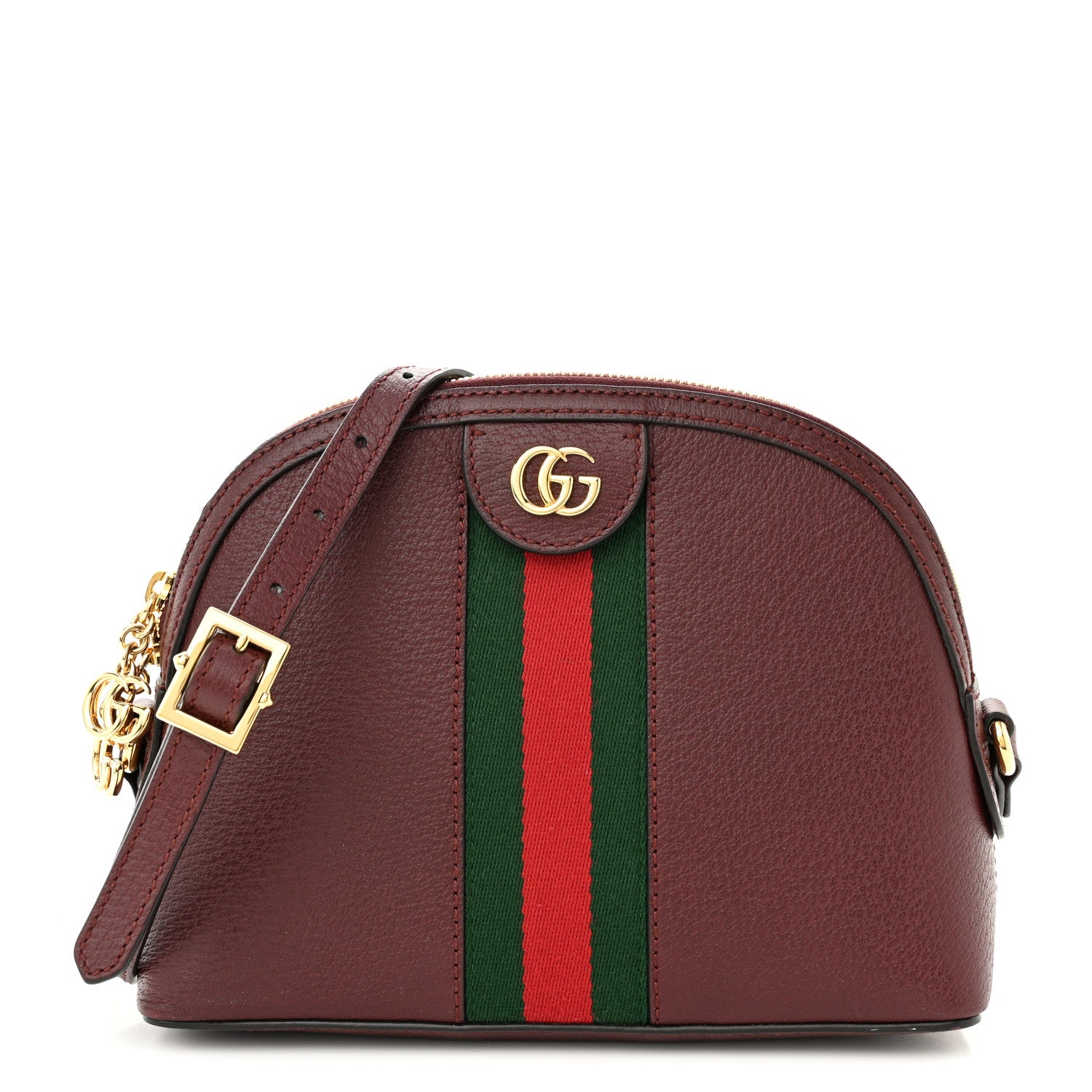 Gucci Textured Calfskin Web Small Ophidia Dome Shoulder Bag Vintage Bordeaux 1 of 10