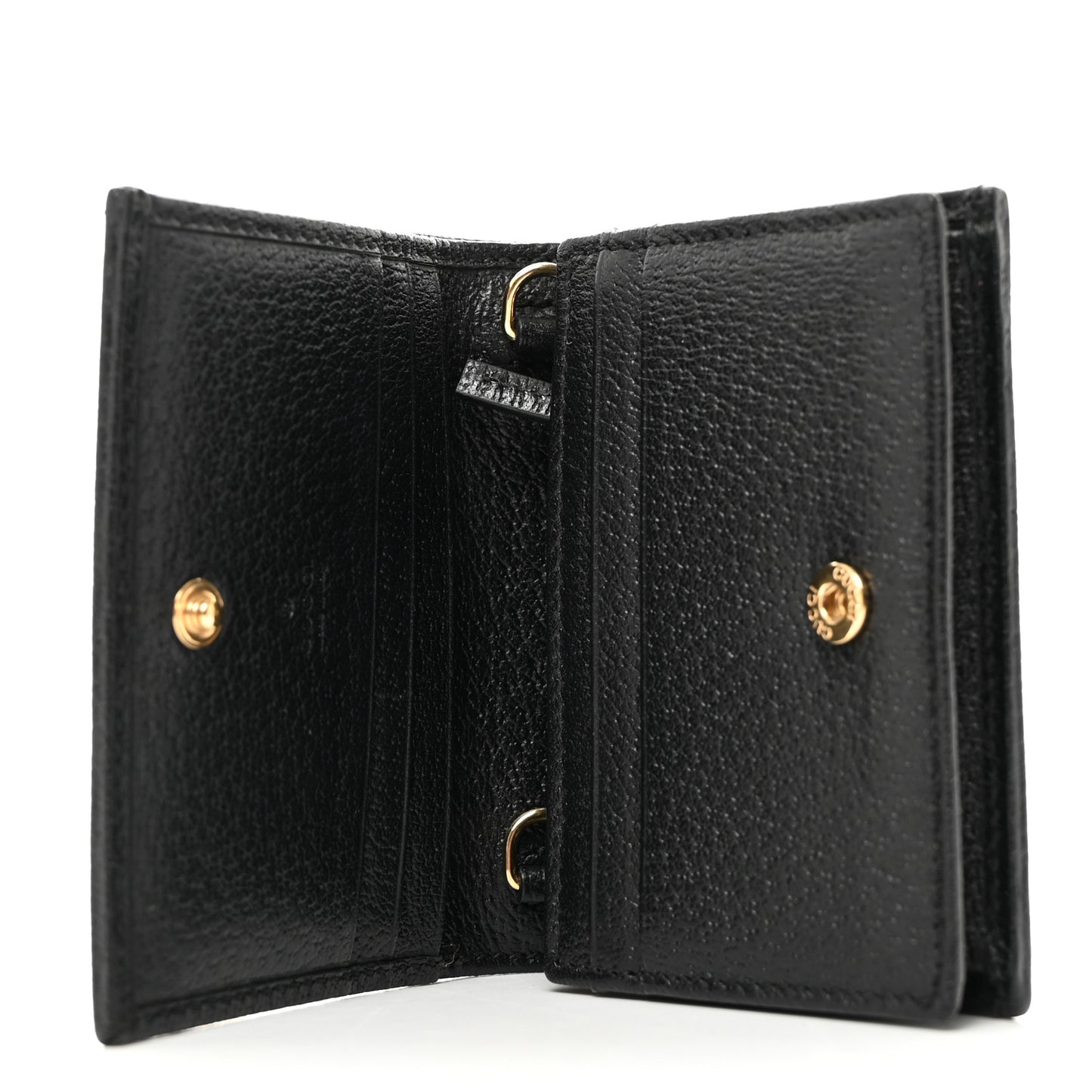 Textured Calfskin Enamel GG Hardcase Lipstick Holder Chain Wallet Black