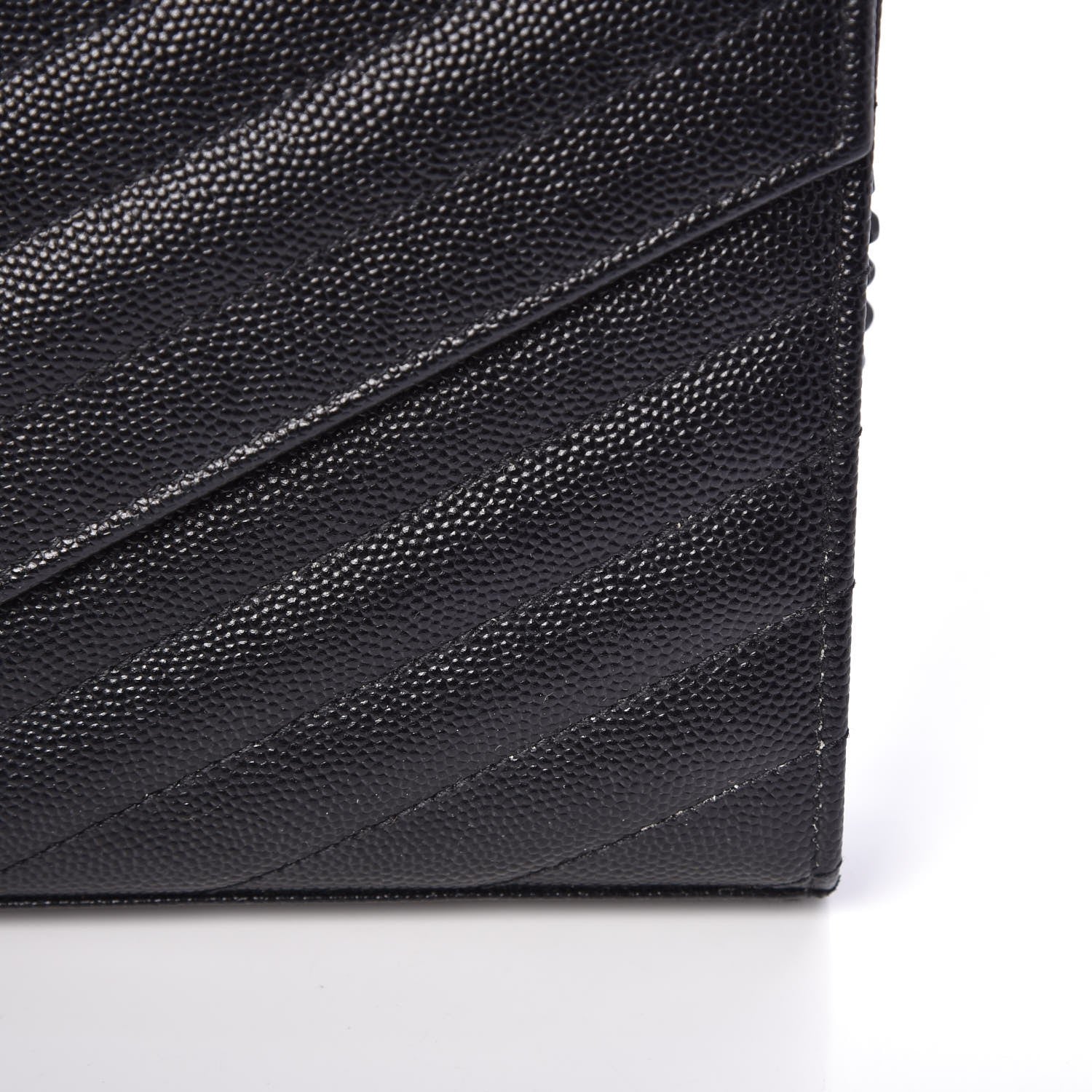 Saint Laurent Grain De Poudre Matelasse Chevron Monogram Chain Wallet Black 7 of 8