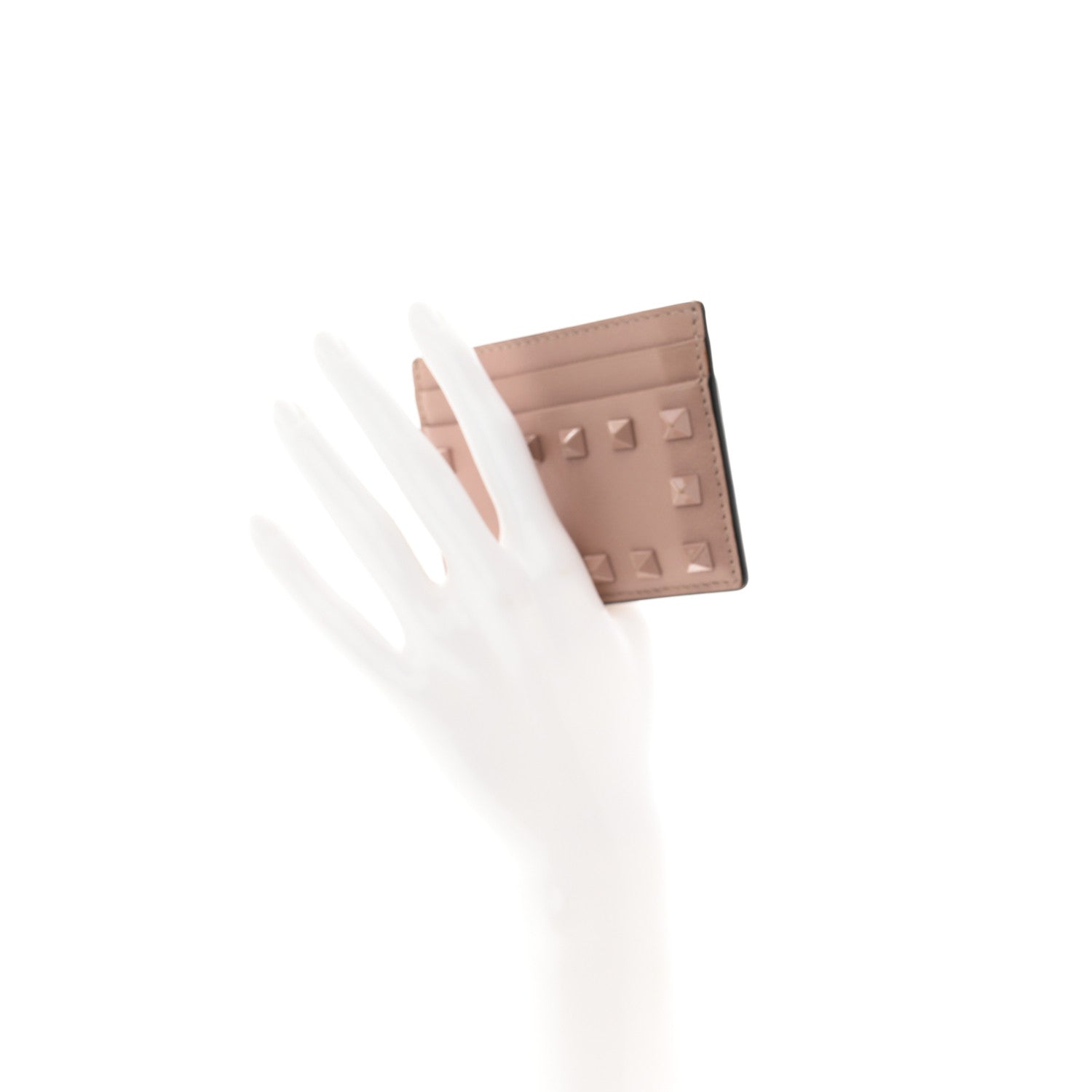 Valentino Garavani Vitello Rockstud Card Holder Poudre 2 of 8