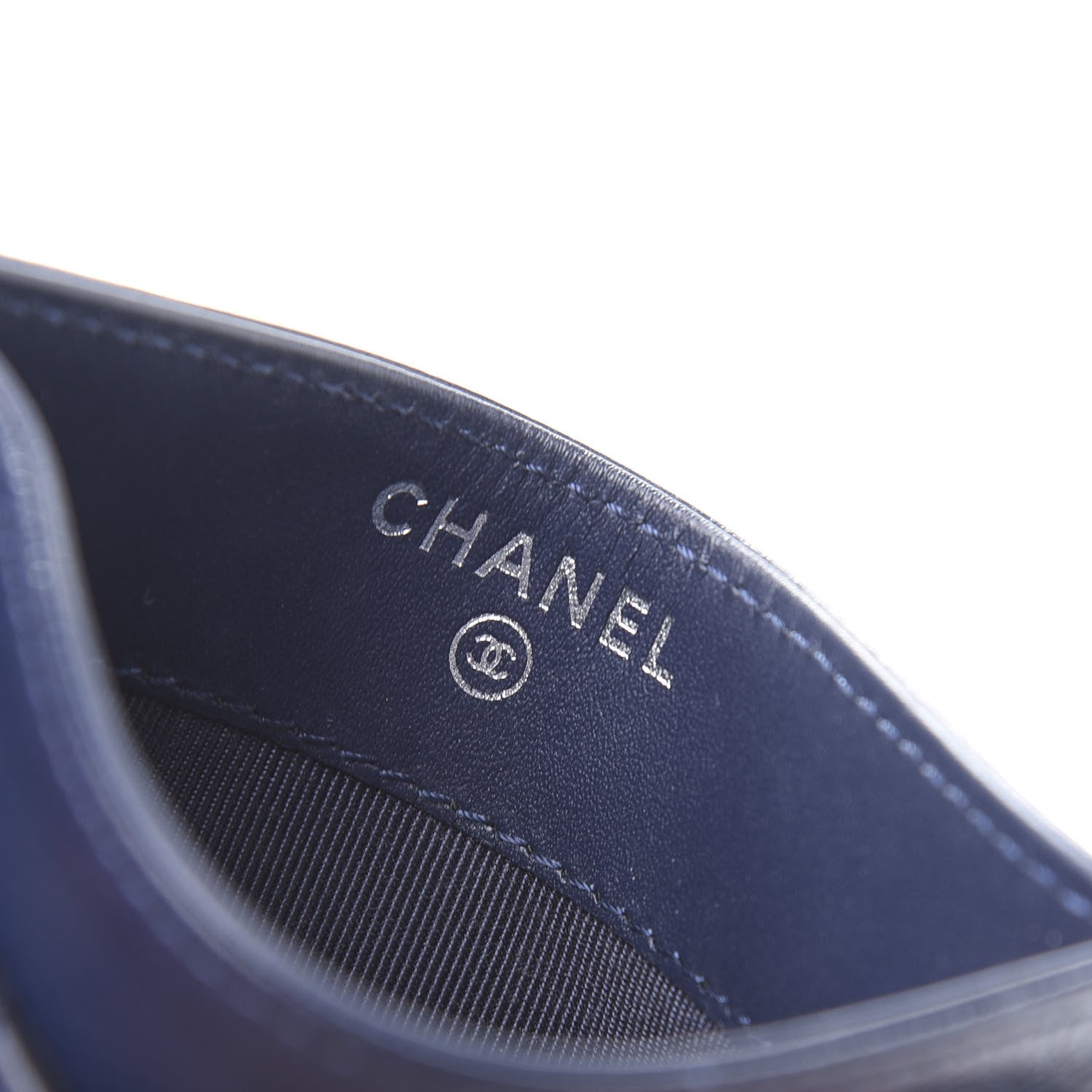 Chanel Caviar Chevron Quilted Card Holder Navy 6 of 10