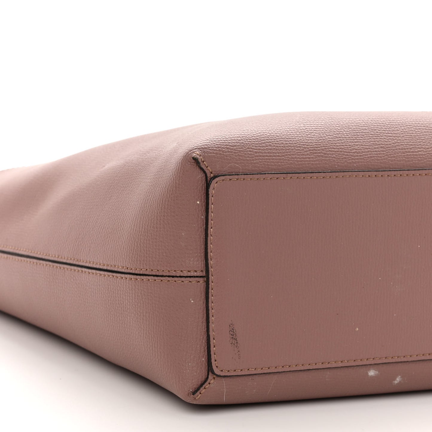 Grainy Calfskin Haymarket Check Medium Reversible Tote Dusty Pink
