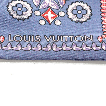 Louis Vuitton Silk Monogram Giant Lvrtual Flowers Bandeau Denim 6 of 7